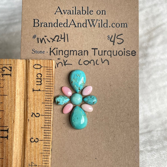 Kingman Turquoise / Pink Conch Cabochon - Mix241 F3CF0961-14B2-403F-9689-DD8FD1F511A3 Brandedandwild.com