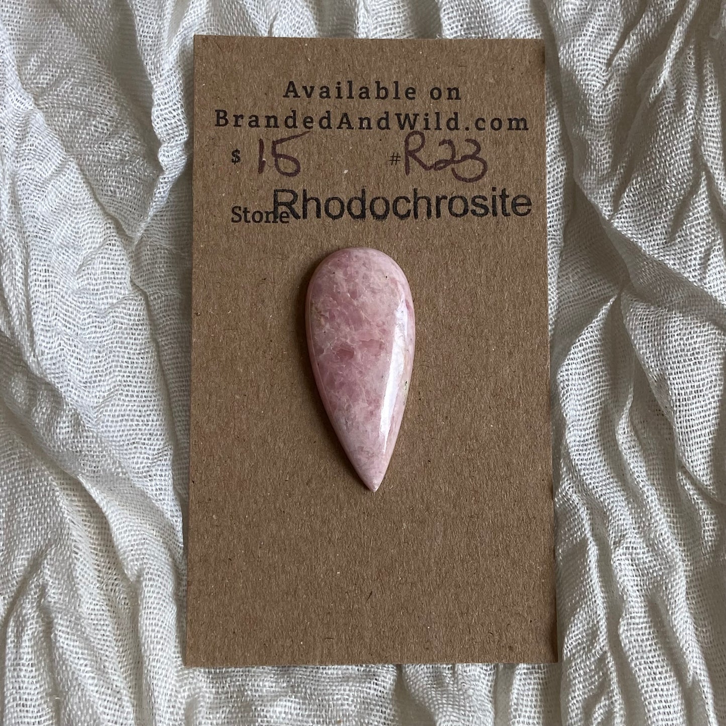 Rhodochrosite Cabochon - R23 F5973552-C480-4035-9522-C529C3BEF9B3 Brandedandwild.com