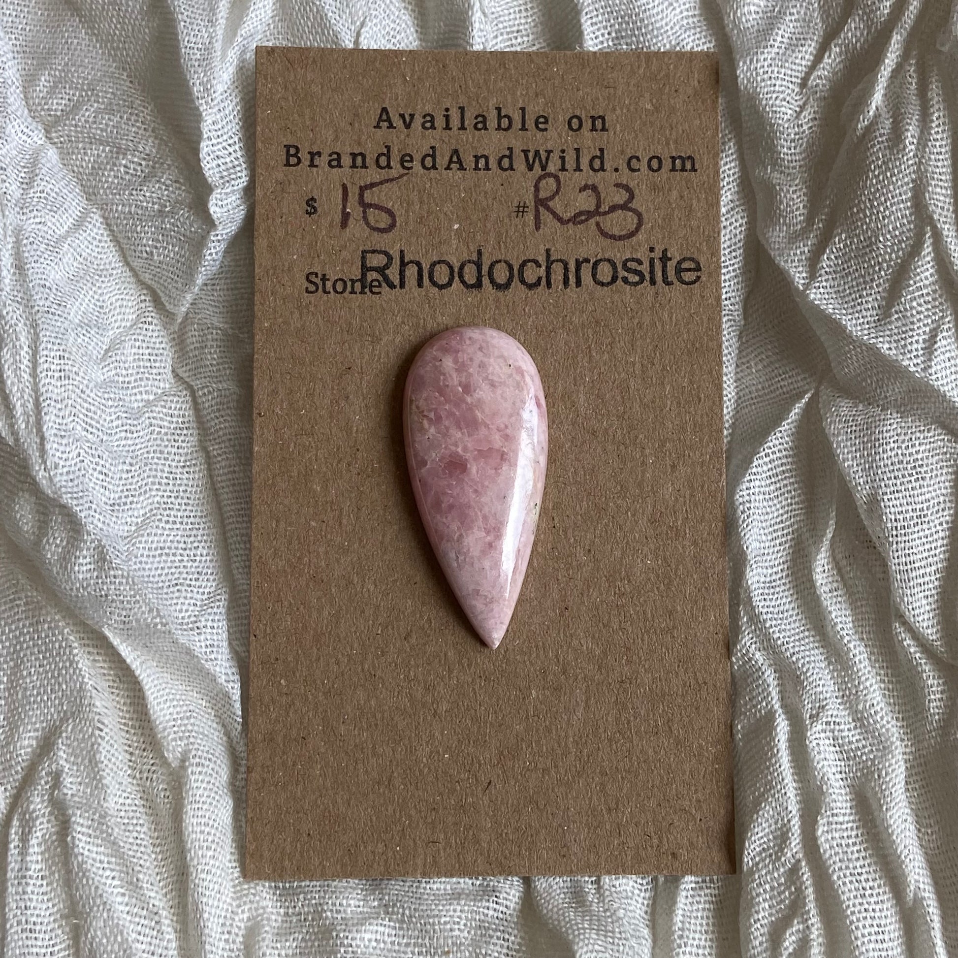 Rhodochrosite Cabochon - R23 F5973552-C480-4035-9522-C529C3BEF9B3 Brandedandwild.com