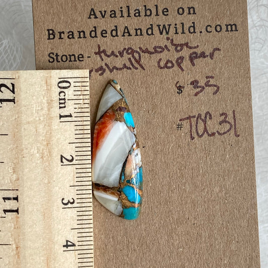 Turquoise, Oystershell, Copper Cabochon - TOC31
