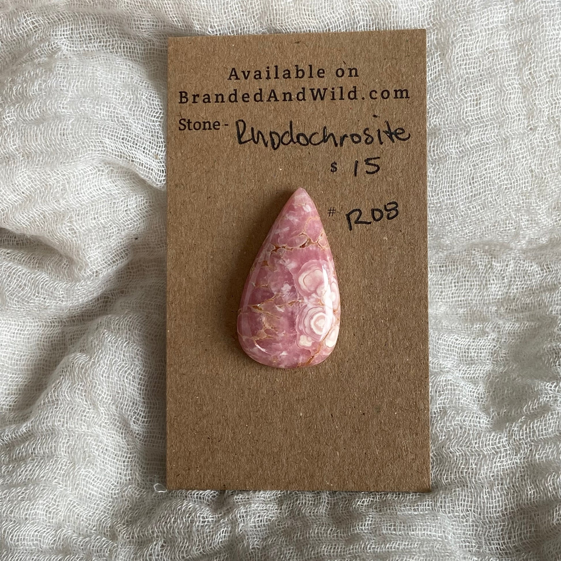 Rhodochrosite Cabochon - R08 F7AF392C-1E0F-4088-8ED4-38B64FC02A56 Brandedandwild.com