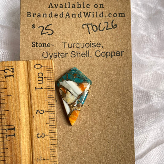 Turquoise, Oyster Shell, Copper Cabochon - TOC26 F8578AB0-9806-4330-A512-99906BF1C7F6 Brandedandwild.com
