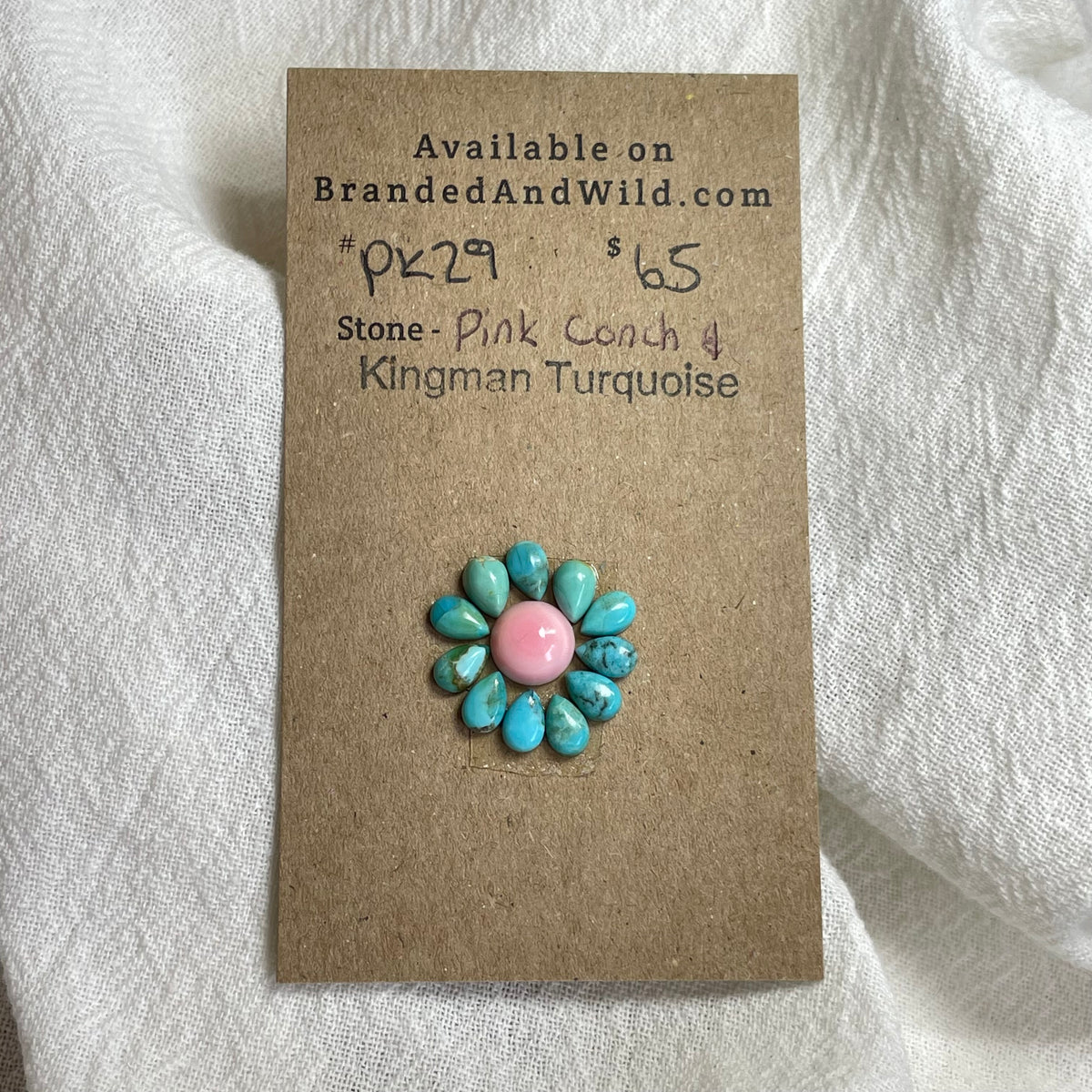 Pink Conch / Kingman Turquoise Cabochon - PK29 F88DBB8C-DB48-4DF7-ACB7-A7CE45ECB81E Brandedandwild.com