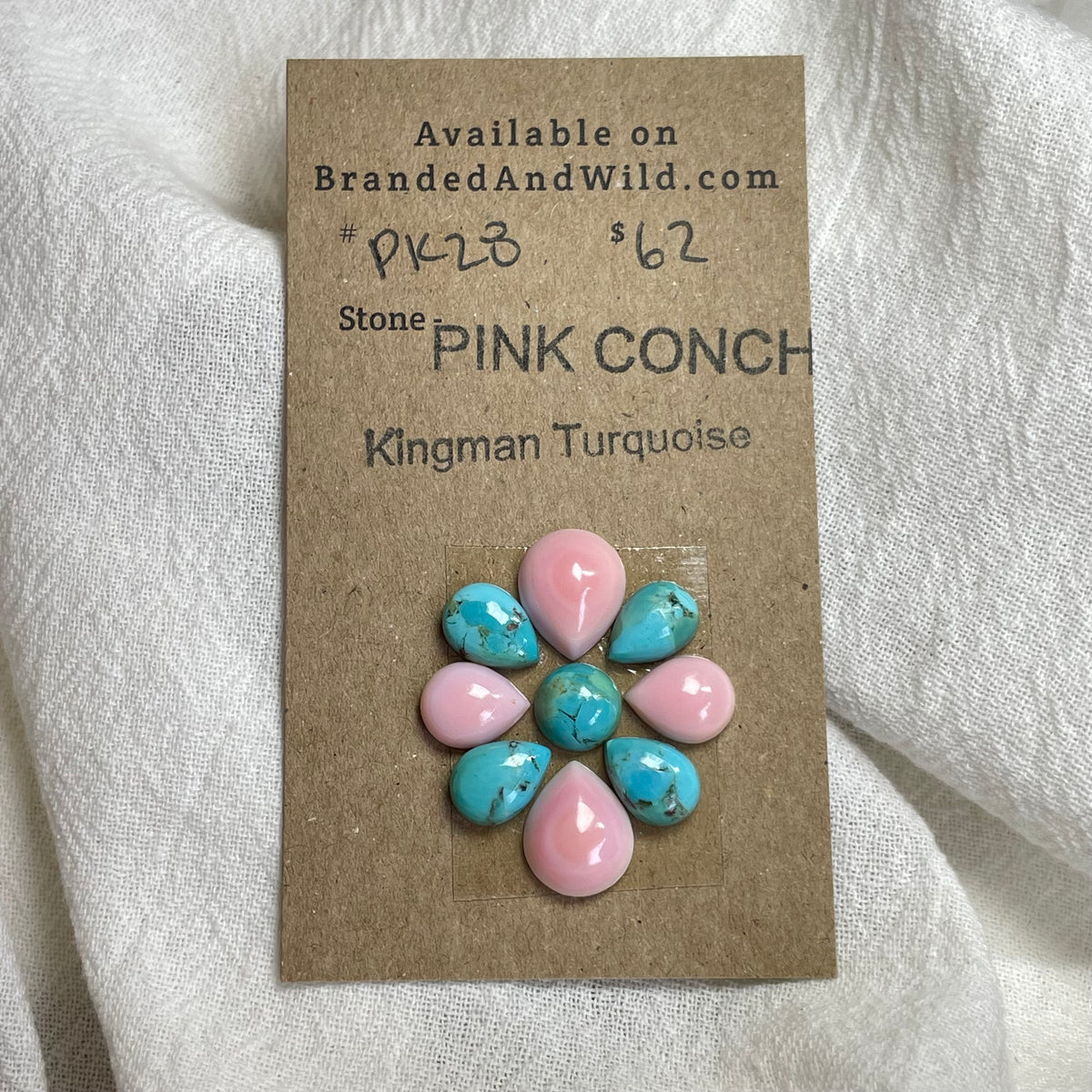 Pink Conch / Kingman Turquoise Cabochon - PK28