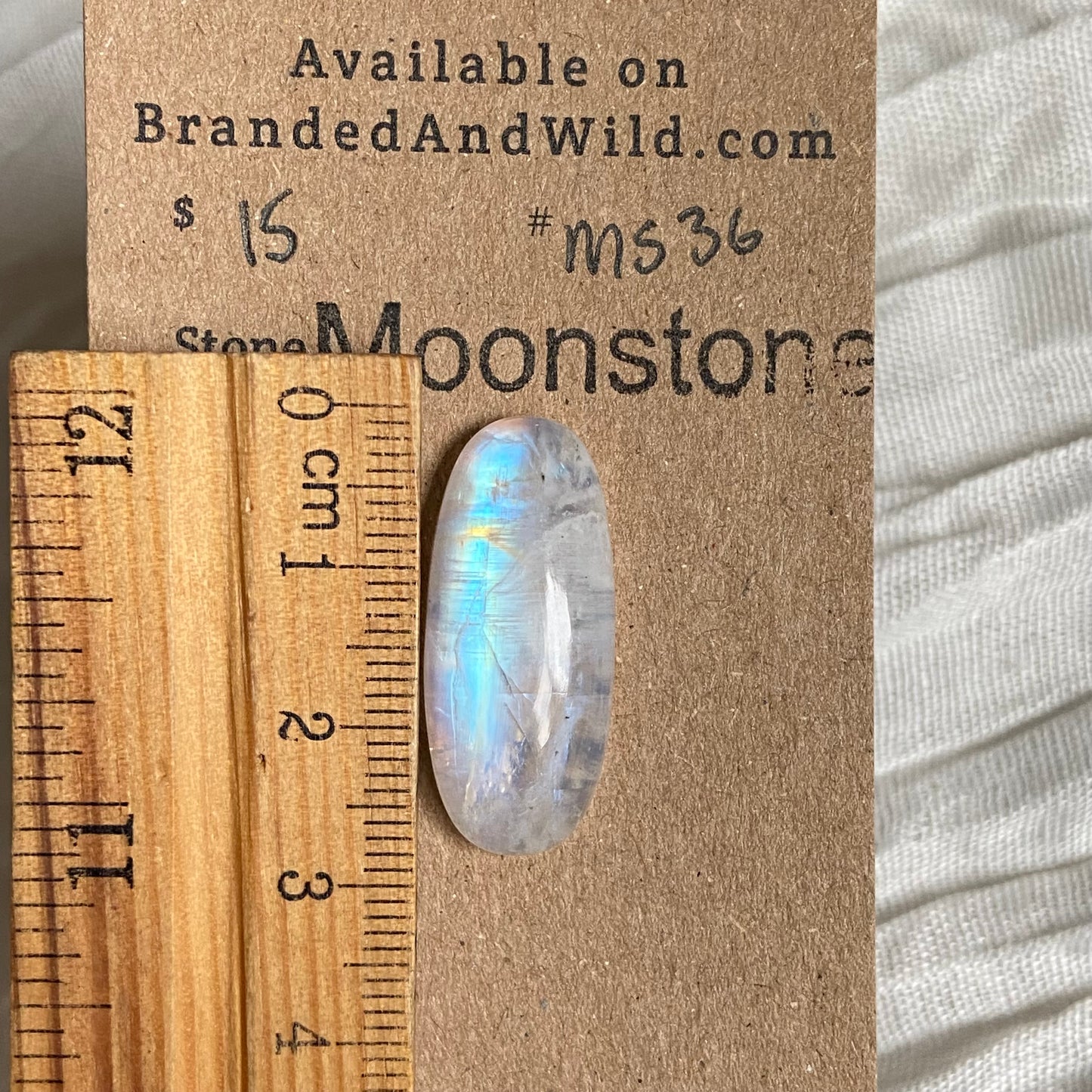 Moonstone cabochon - Ms36 F94E2298-4045-49C1-BE96-7479A1B242B7 Brandedandwild.com