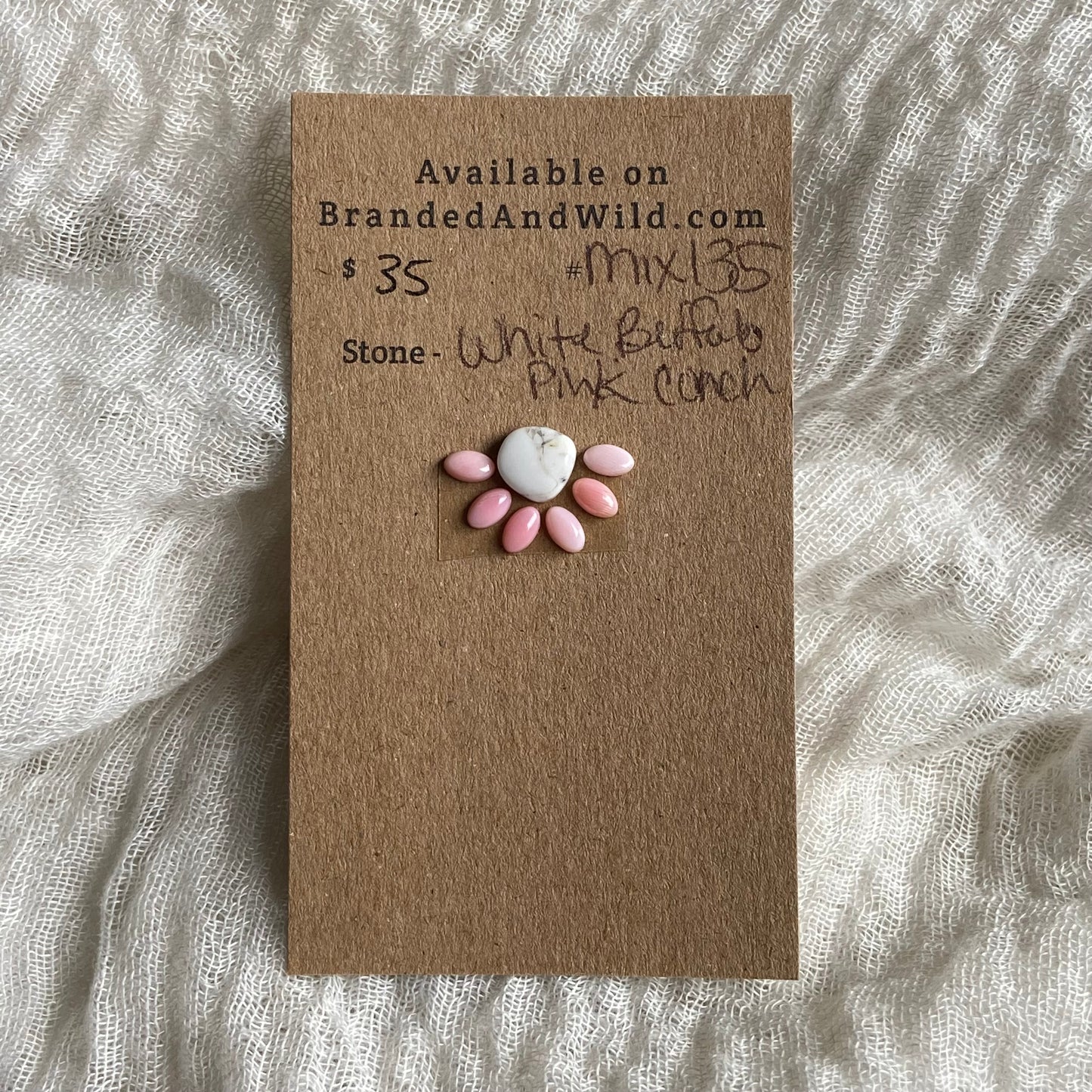 Pink Conch / White Buffalo Cabochon - MIX135 F966847F-DE7B-4842-9FD1-785464FBCE60 Brandedandwild.com