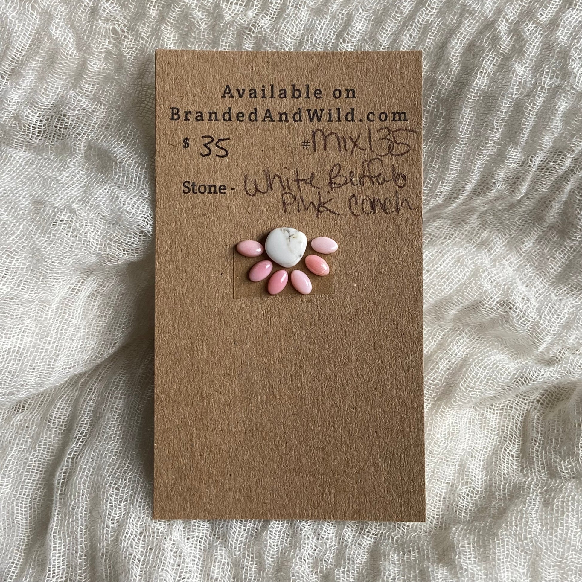 Pink Conch / White Buffalo Cabochon - MIX135 F966847F-DE7B-4842-9FD1-785464FBCE60 Brandedandwild.com