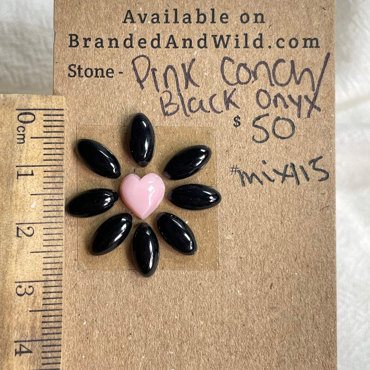 Black Onyx / Pink Conch Cabochon - MIX115 FA2C7BD3-253B-4D34-B735-E85D4B137722 Brandedandwild.com