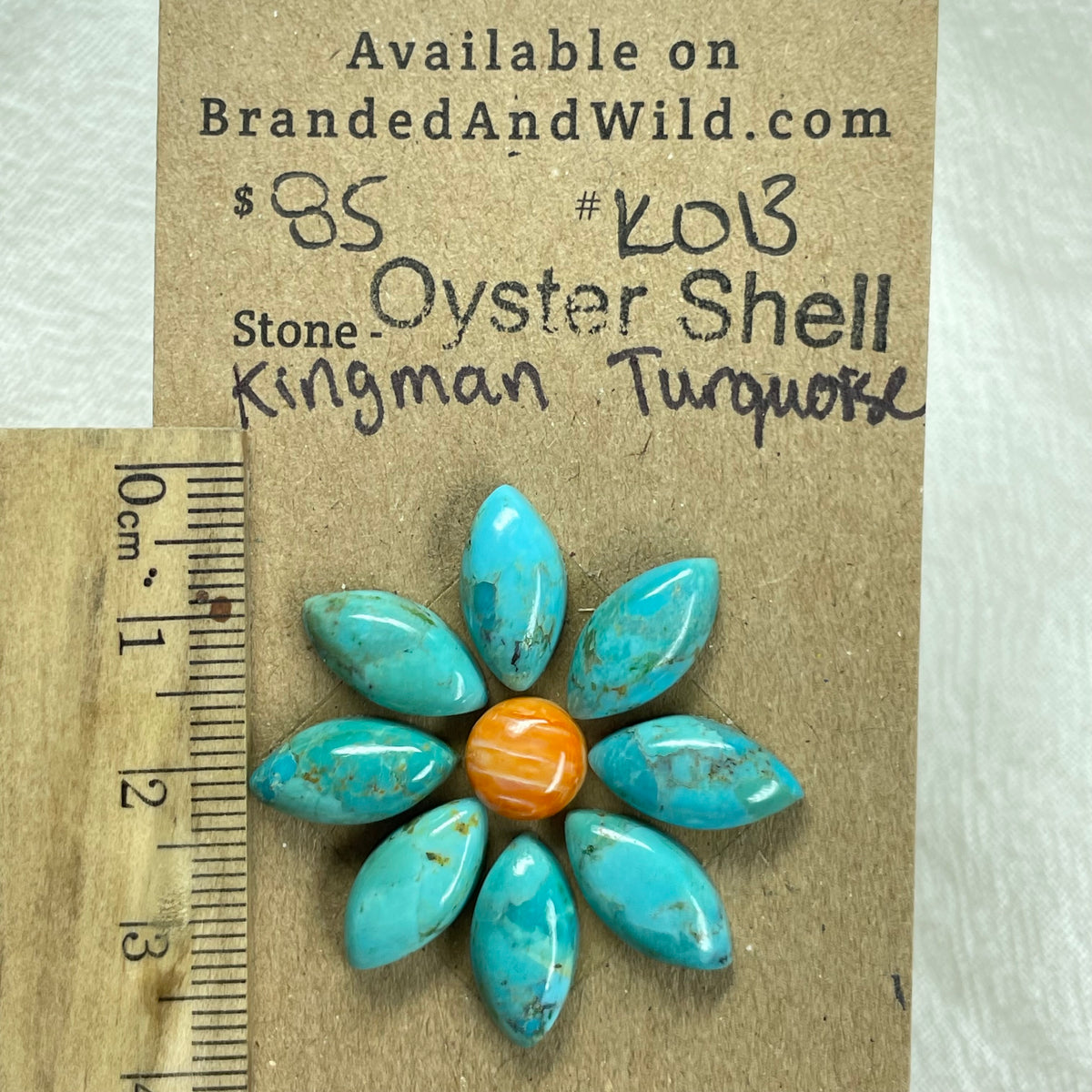 Oystershell - Kingman Turquoise Cabochon - K013 FA6C8E09-559E-4AB7-A5FF-F6461EFB45FC Brandedandwild.com