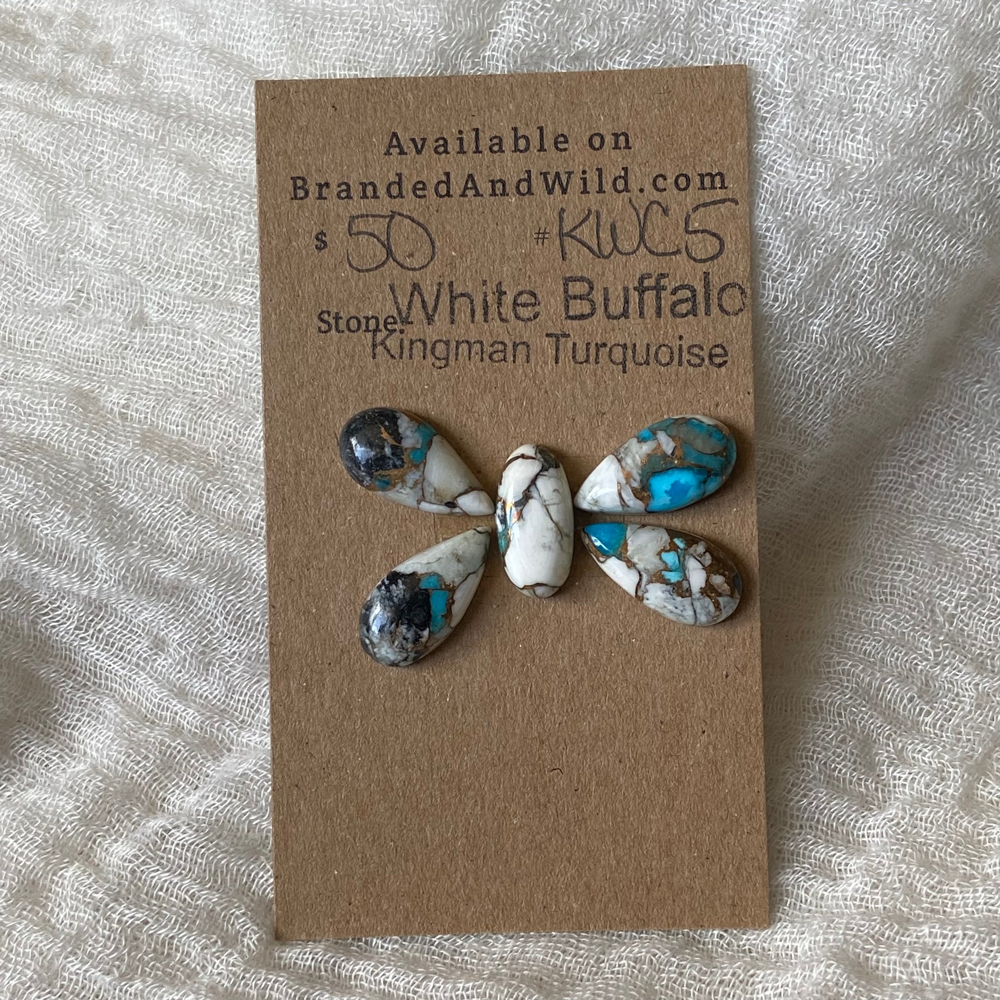 Kingman Turquoise, White Buffalo, Copper Cabochon - KWC5 FB0F47AA-3F35-4B3C-948E-95002B3D7562 Brandedandwild.com