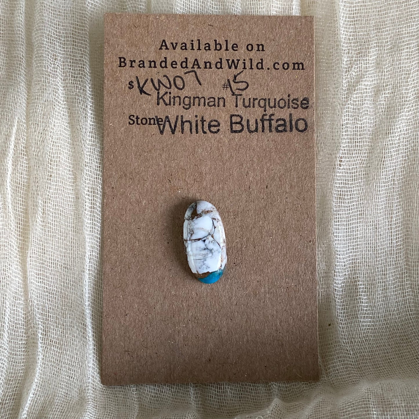 Kingman Turquoise, White Buffalo, Copper Cabochon - KW07