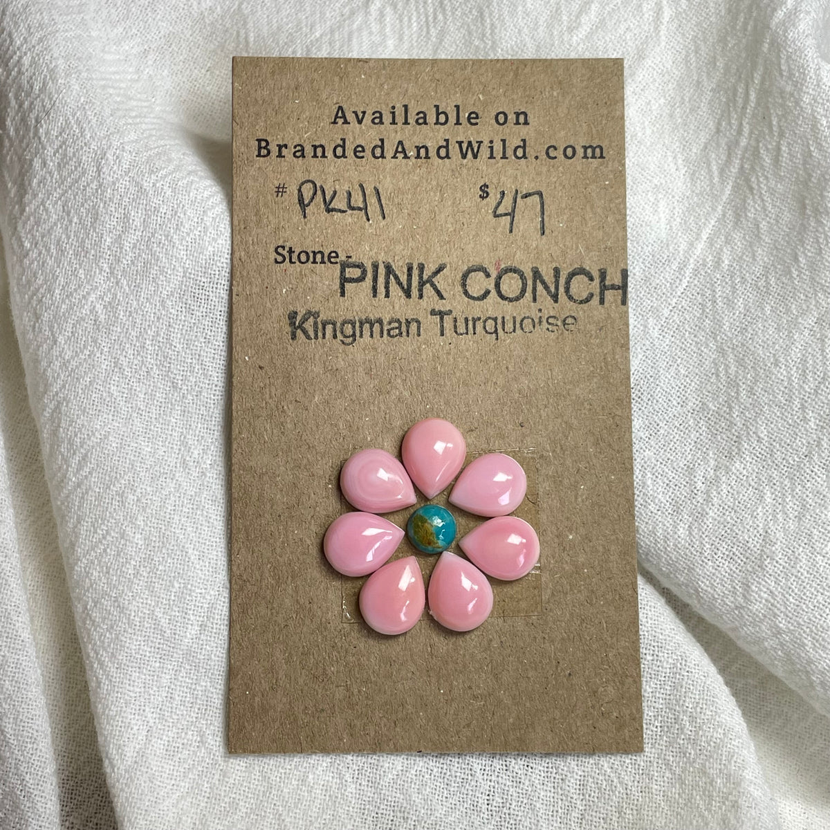 Pink Conch / Kingman Turquoise Cabochon - PK41