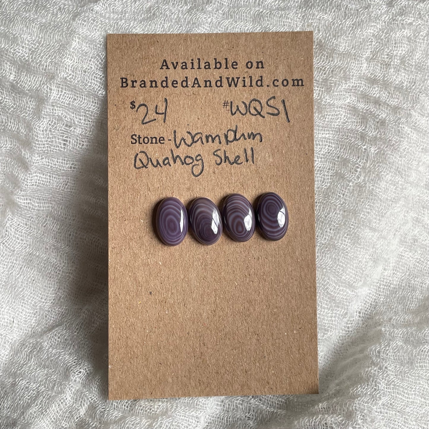 Wampum Quahog Shell Cabochon - WQS1 FC61E4C4-81C7-4395-BDDA-74CECCDD2B9A Brandedandwild.com