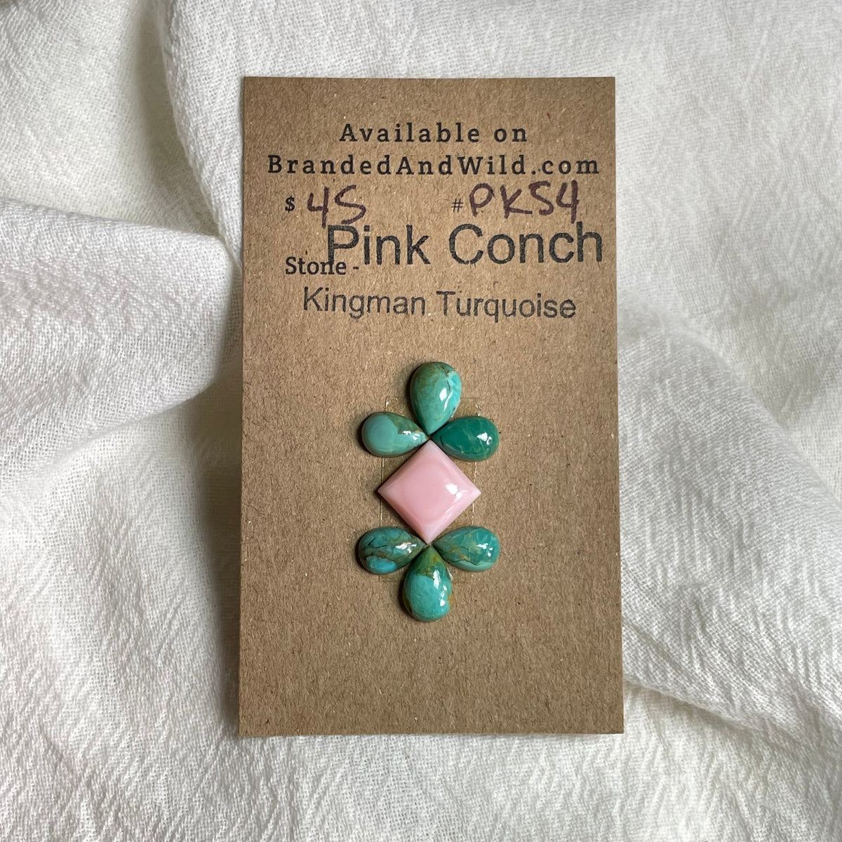 Pink Conch / Kingman Turquoise Cabochon - PK54