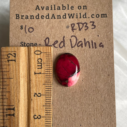 Red Dahlia Cabochon - RD33 FCF7A711-5E75-4971-B4D2-DAA0B45042DC Brandedandwild.com