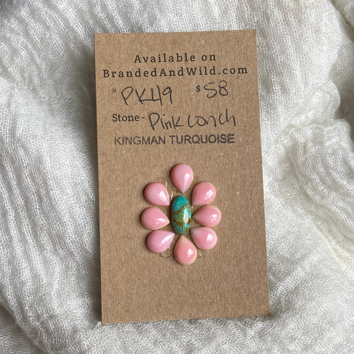 Pink Conch / Kingman Cabochon - PK49 FDC18ED5-B8F0-47C0-8215-04DCF02F2EA9 Brandedandwild.com