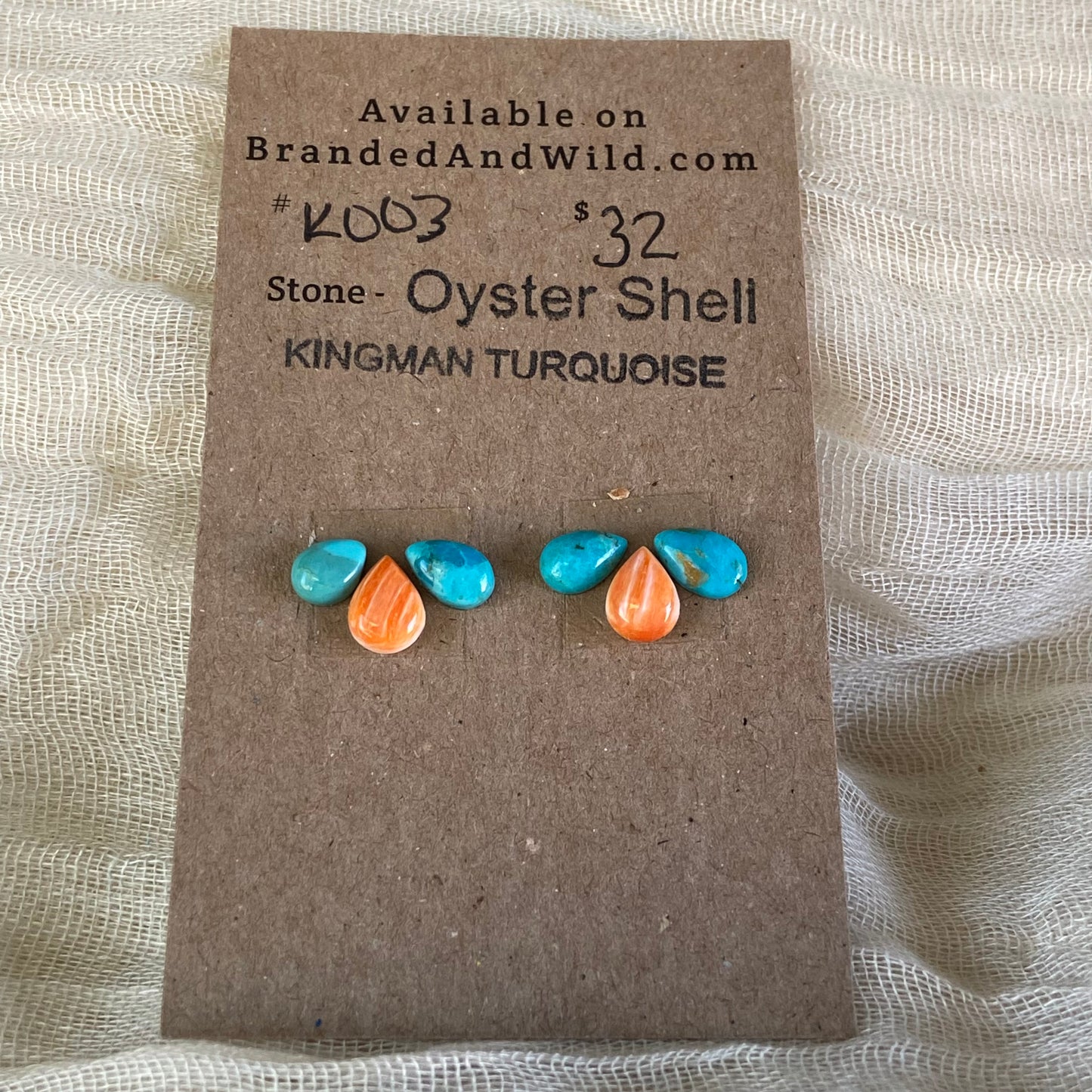 Oystershell / Kingman Turquoise Cabochon - K003 FDFB8878-1696-4814-BD5C-126972113D04 Brandedandwild.com