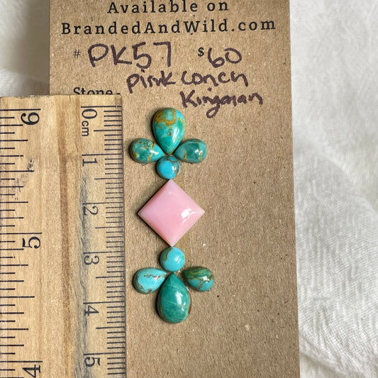 Pink Conch / Kingman Turquoise Cabochon - PK57 FE499DC0-9562-4162-AD20-97B6488857C8 Brandedandwild.com