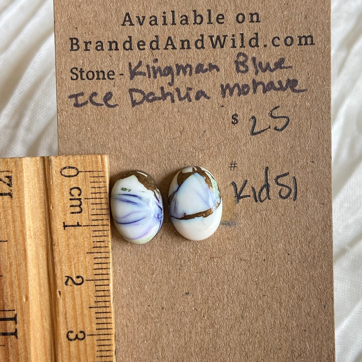 Ice Blue Dahlia Cabochon - KID51 FEF29643-E214-4951-AF54-E620D6A08FF3 Brandedandwild.com