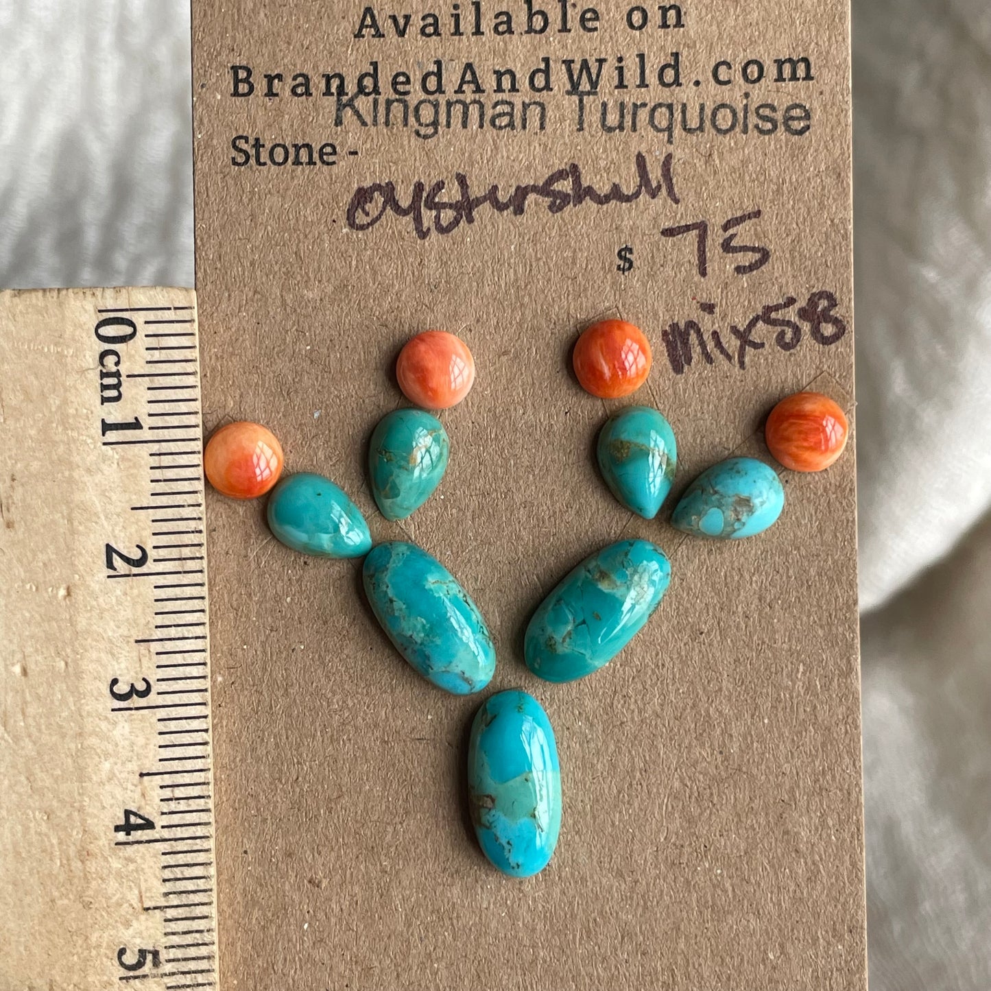 Turquoise / Oyster Shell Cabochon - MIX58 FF6F46C0-796B-46AC-8D4C-22D8229B2184 Brandedandwild.com
