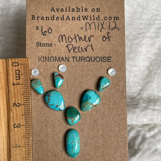Mother of Pearl / Kingman Cabochon - MIX12 FF7C593F-22B2-4B23-9BC2-E244F8473095 Brandedandwild.com