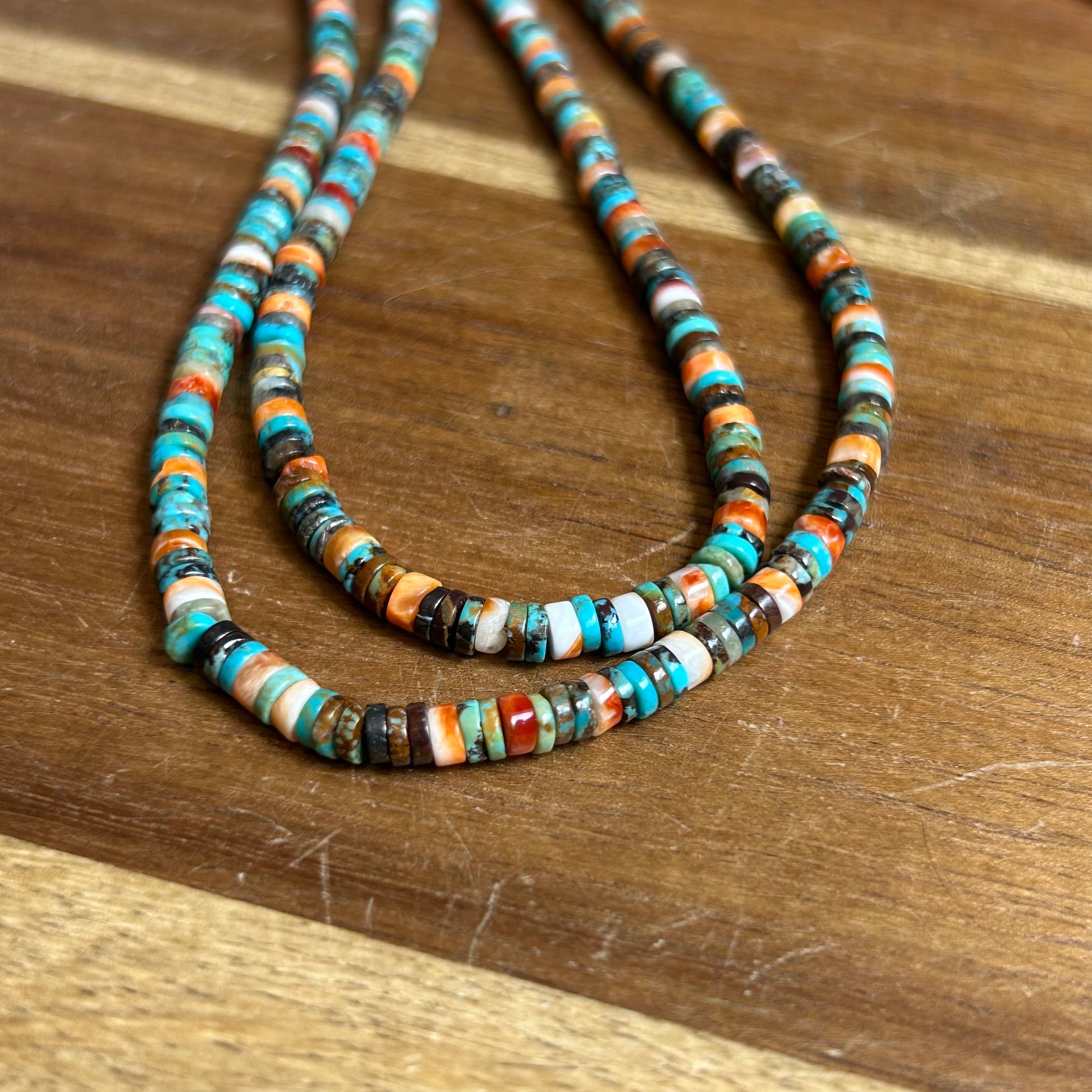 Natural Mixed Turquoise Spiny Oyster Heishi Beads 4mm/5mm 16 inches FullSizeRender_95c336bc-1e43-4f45-bea8-8ff536d15e90 Brandedandwild.com