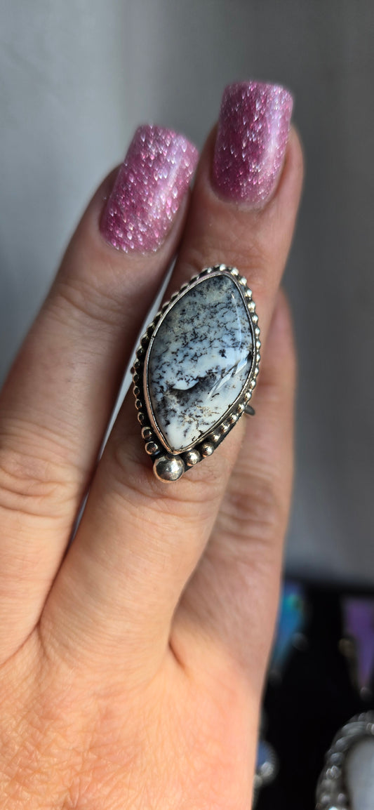 Dendritic Agate Ring - Size 7