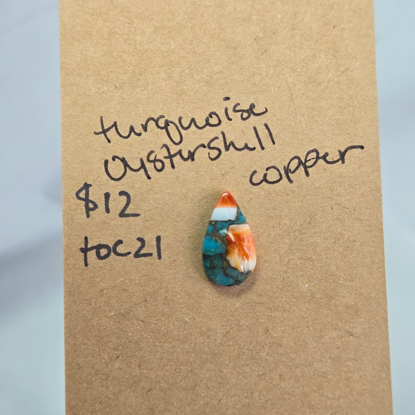 Turquoise, Oystershell, Copper Cabochon - TOC21