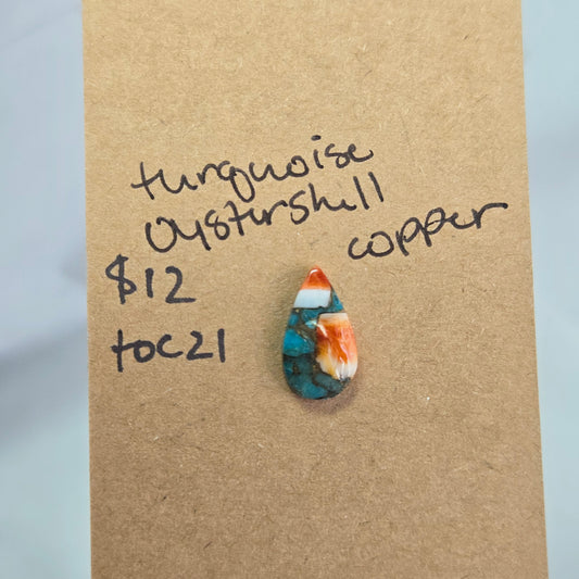 Turquoise, Oystershell, Copper Cabochon - TOC21