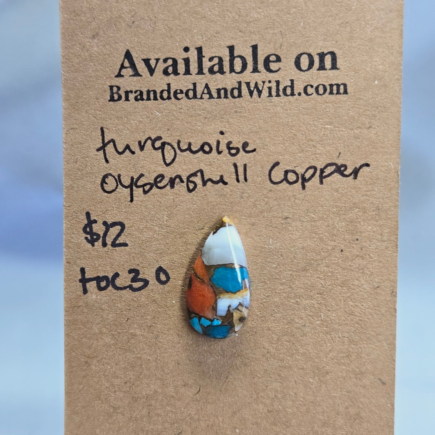 Turquoise, Oystershell, Copper Cabochon TOC30