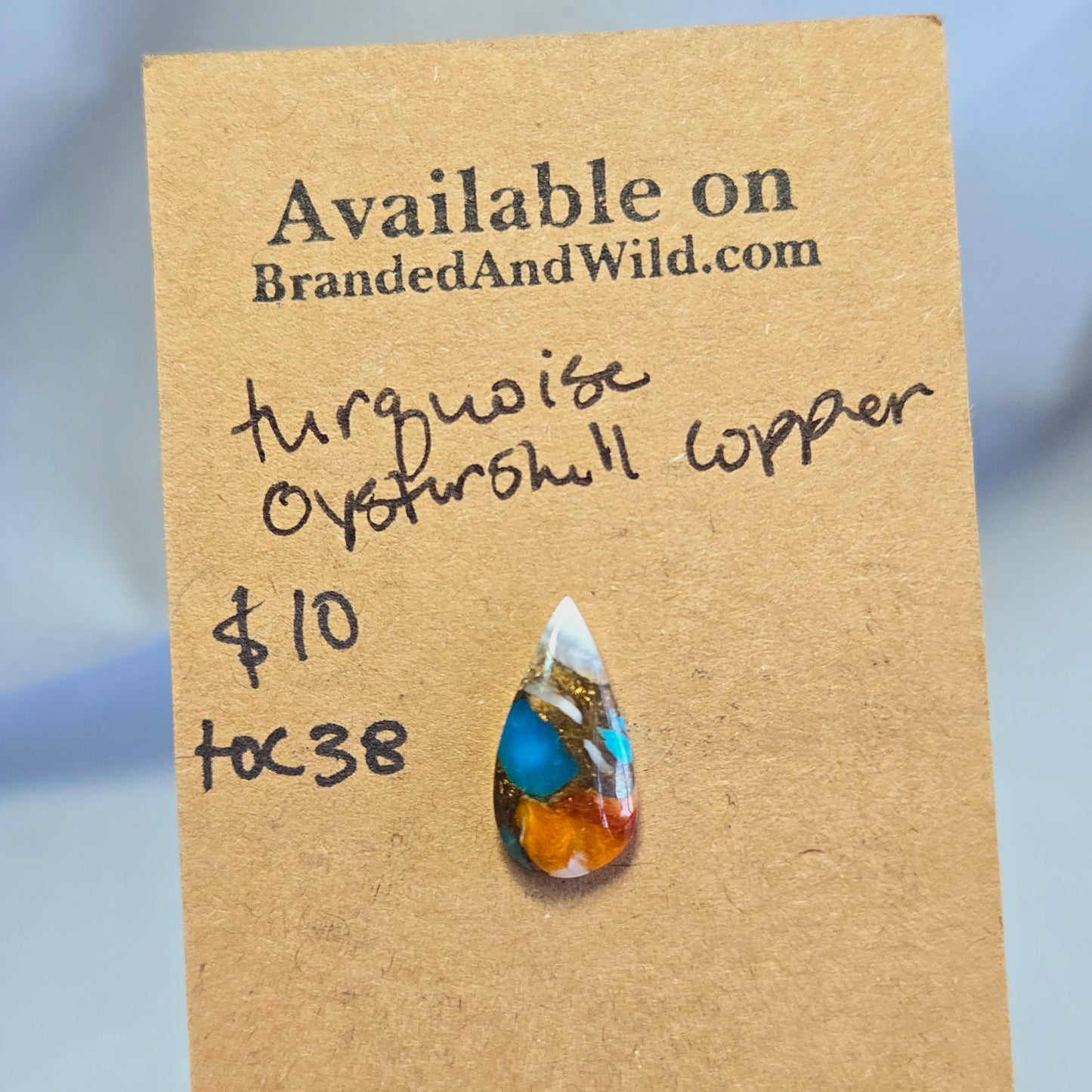 Turquoise, Oystershell, Copper Cabochon TOC38