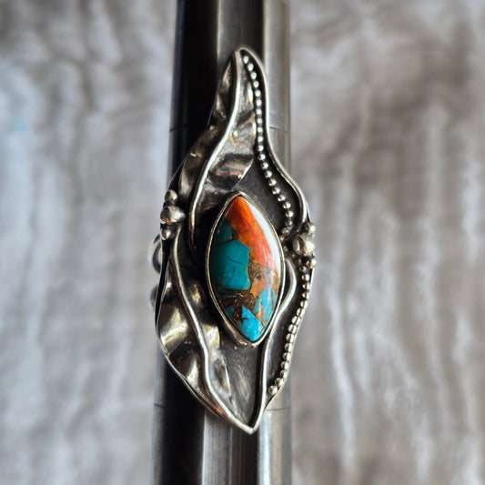 Turquoise Oystershell Copper Ring Size 5