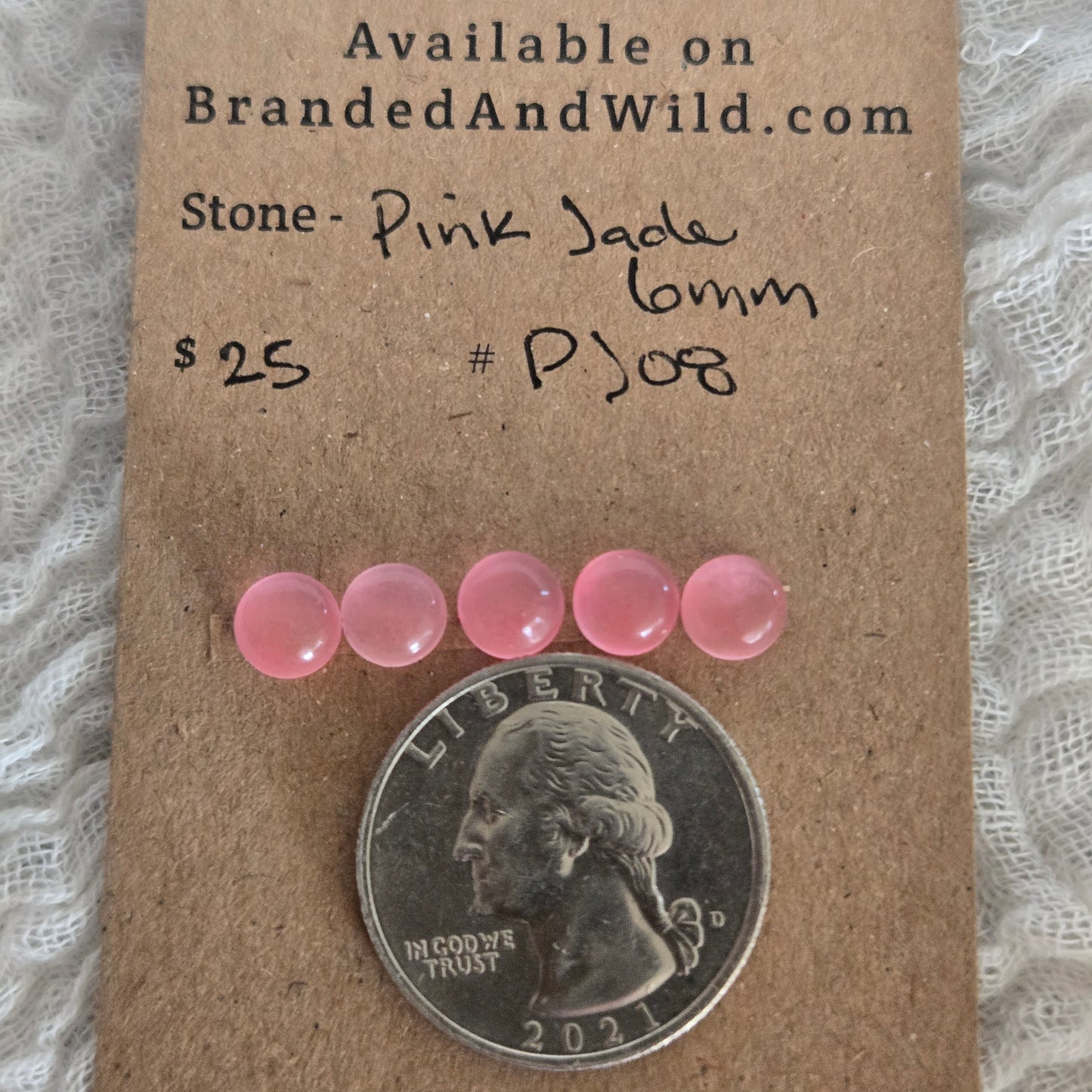 Pink Jade Cabochon 6mm - PJ08